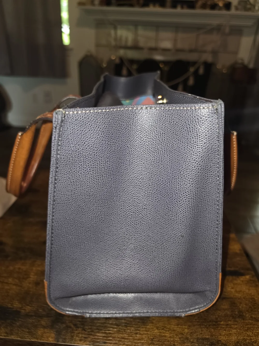 Dooney & Bourke Navy and Tan Leather-Trim Tote